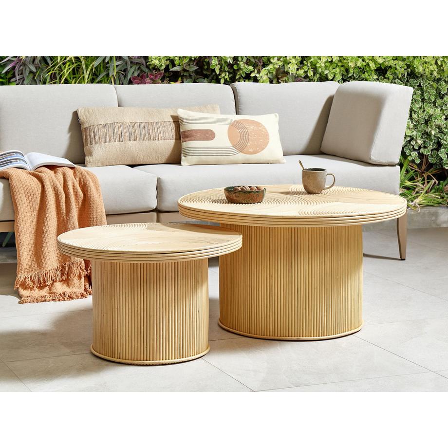 Beliani Couchtisch 2er Set aus Rattan Minimalistisch ILIOS  