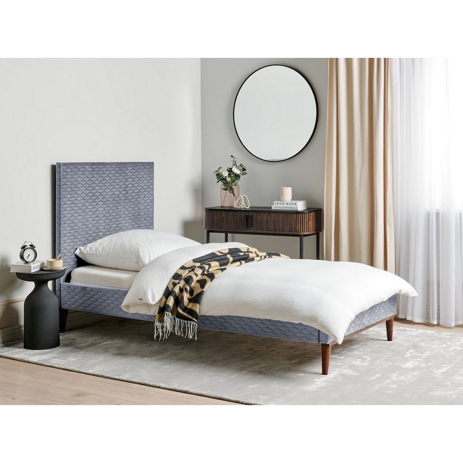 Beliani Lit avec sommier en Velours Rétro BAYONNE  