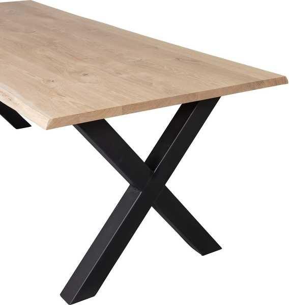 mutoni Table à manger Tablo chêne FSC avec bord d'arbre 180x90 pied Alkmaar  