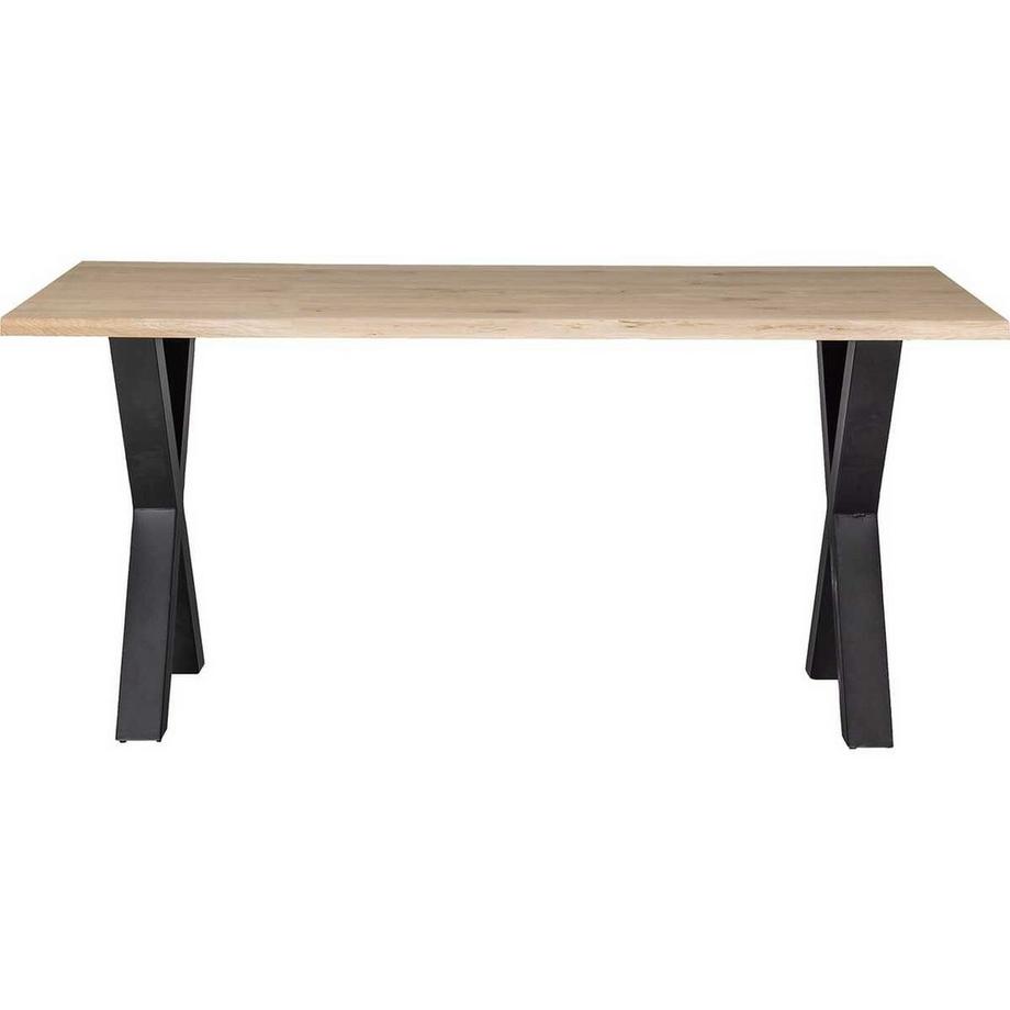 mutoni Table de salle à manger Tablo chêne FSC avec chant d'arbre 180x90 Alkmaar pied  