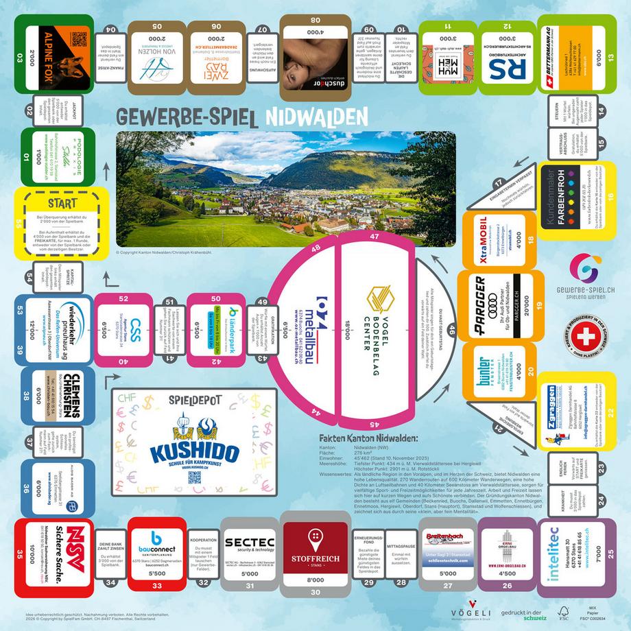 GEWERBE-SPIEL  Brettspiel Kanton NIDWALDEN (Deutsch) 