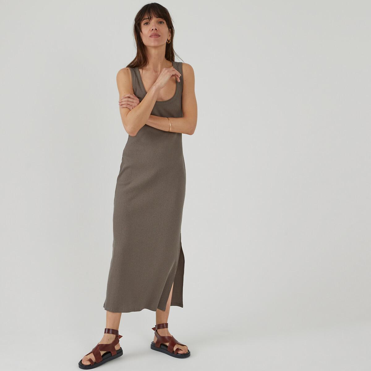 Image of Midi-trägerkleid Aus Rippjersey Damen Grün L