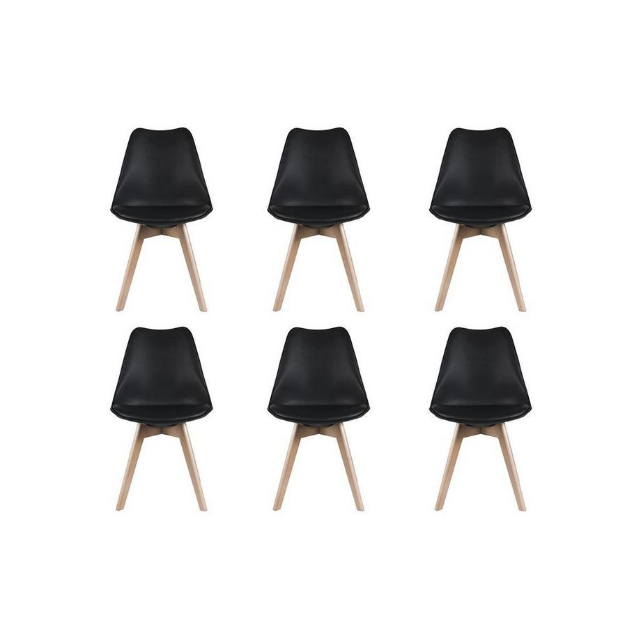 Vente-unique Lot de 6 chaises JODY Polypropylène Hêtre  