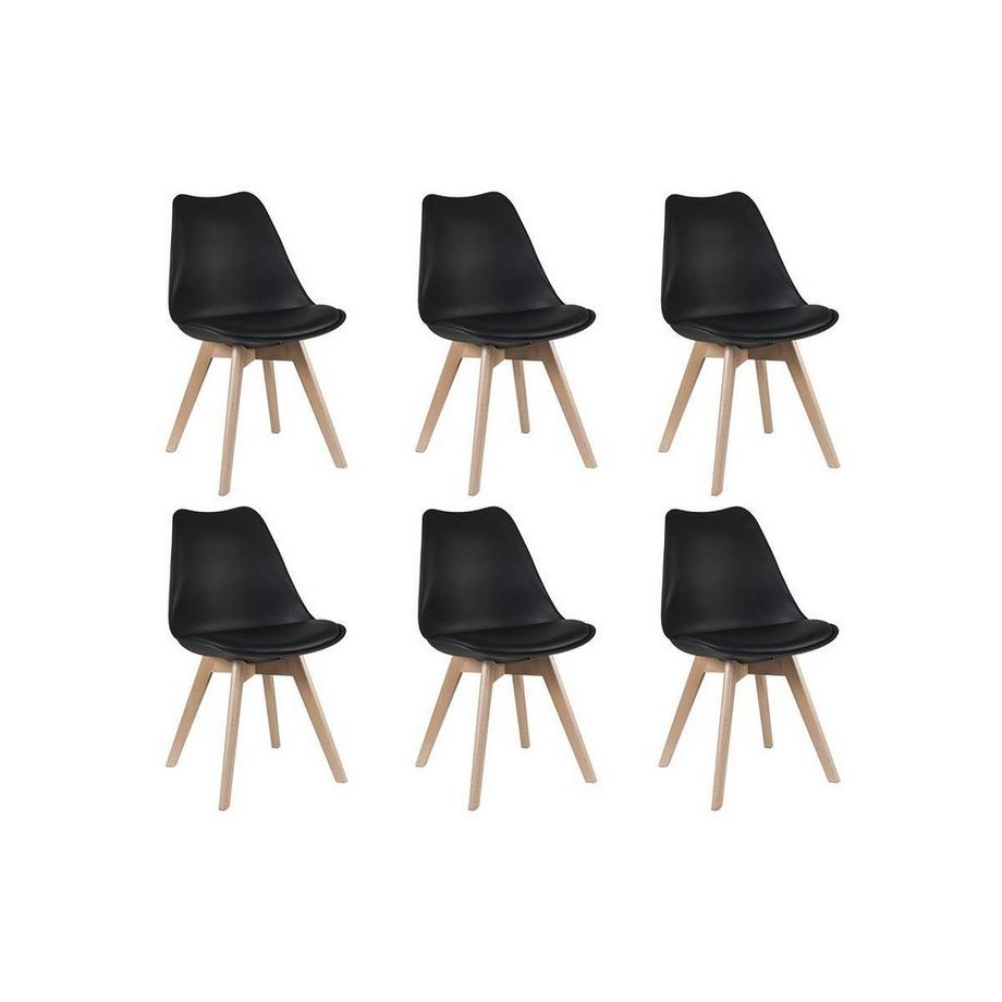 Vente-unique Lot de 6 chaises JODY Polypropylène Hêtre  