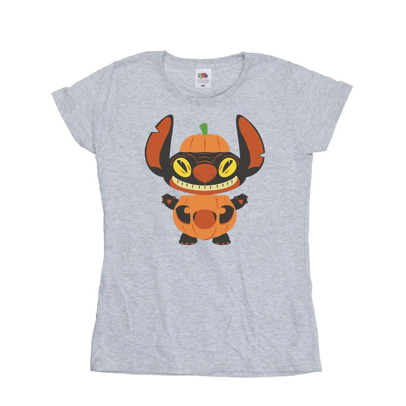 Image of Lilo & Stitch Pumpkin Costume Tshirt Damen Grau M