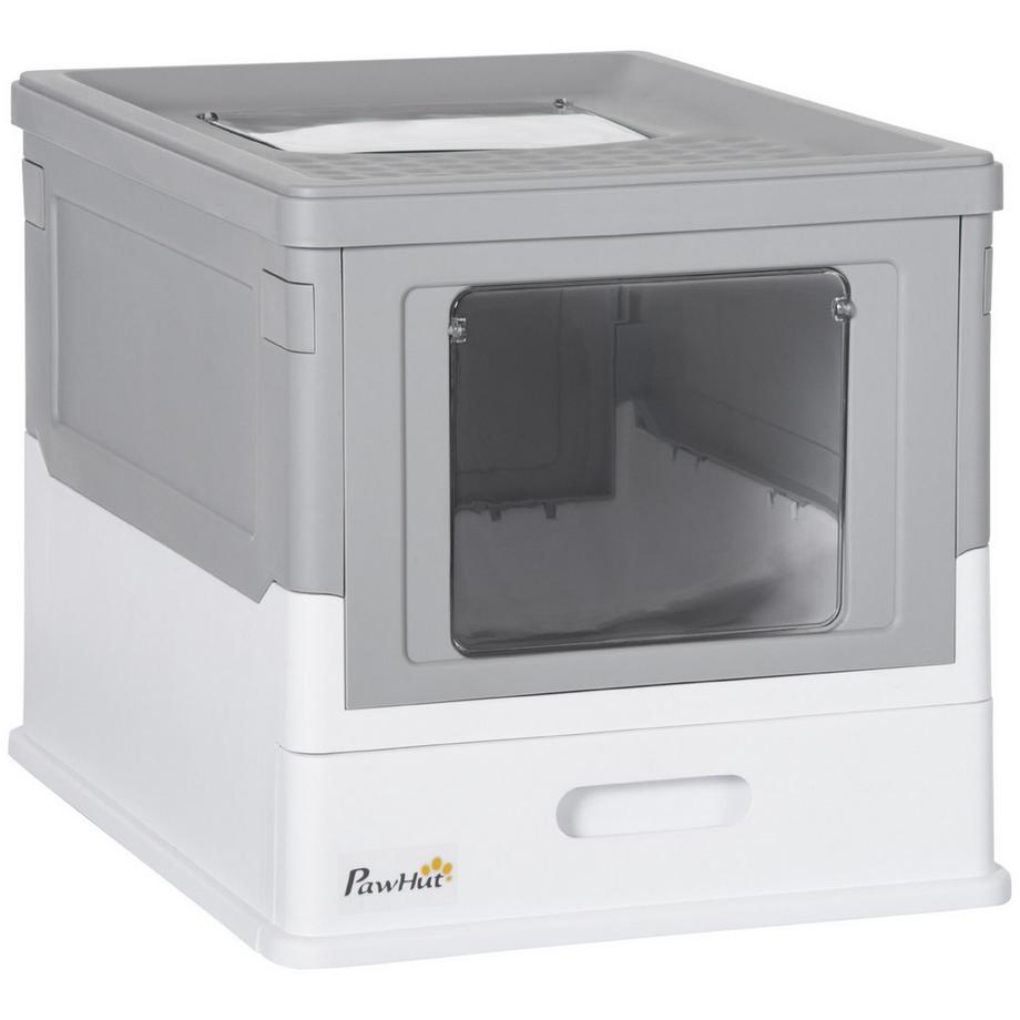 Northio  Bac À Litière Pour Chat Avec Couvercle Maison Pour Chat Avec Plateau De Base Et Pelle Boîte De Désodorisation Plastique Blanc + Gris 47,5 X 35,5 X 36,7 Cm 