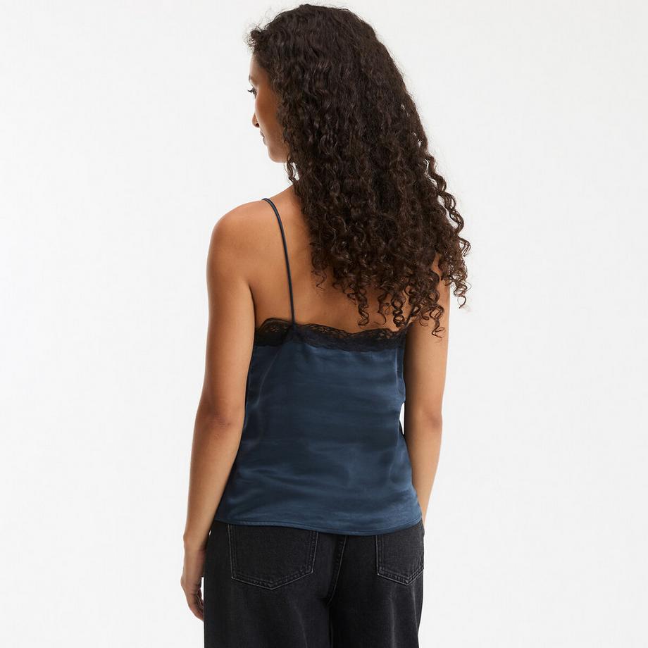 La Redoute Collections Satin V-Ausschnitt Caraco mit Spitzendetail schmalen Trägern  