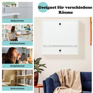 Northix Wandklapptisch mit Ablagefächern & Schublade Klapptisch für Kleine Räume Weiß  
