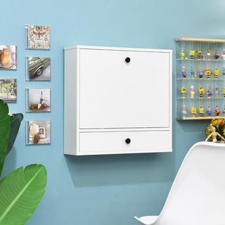 Northix Wandklapptisch mit Ablagefächern & Schublade Klapptisch für Kleine Räume Weiß  