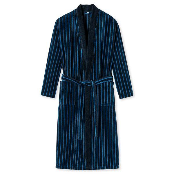 Image of Soft Velour - Organic Cotton - Morgenmantel Bademantel Unisex Dunkelblau M