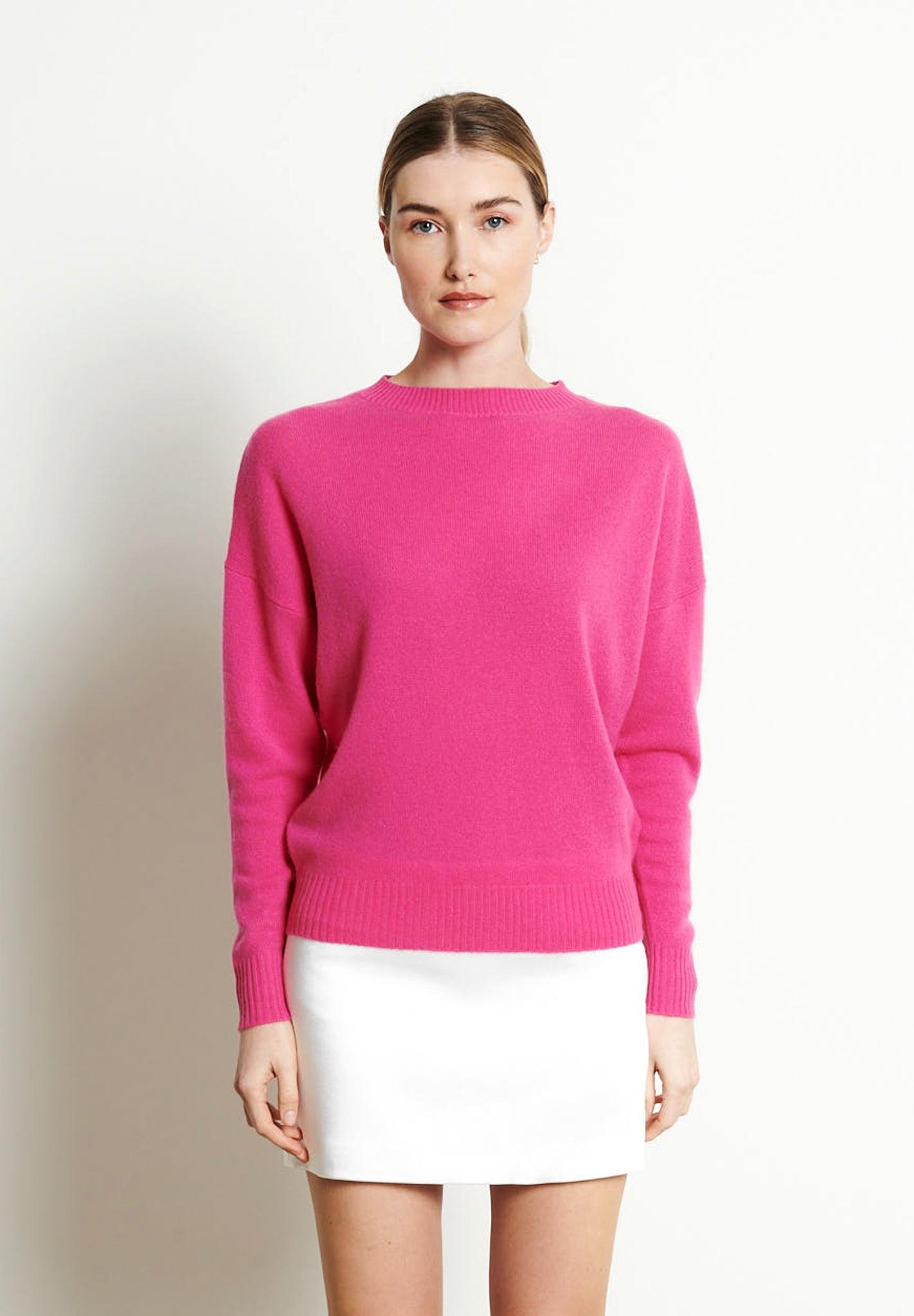 Image of Ria 2 Pullover Rundhalsausschnitt Oversize - 100% Kaschmir Damen Rosa S/M