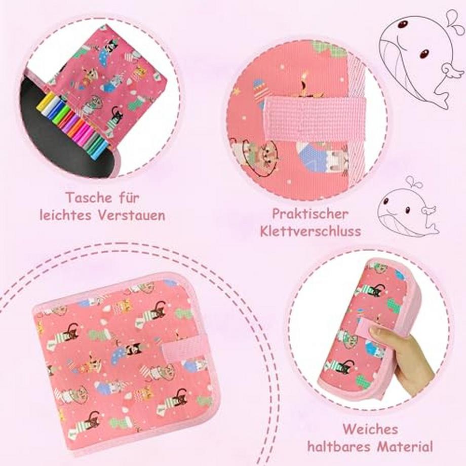 Activity-board  Malbuch für Kinder mit 12 Stiften, Graffiti-Zeichentafel, Graffiti-Buch, wiederverwendbar, tragbar, abwischbar 