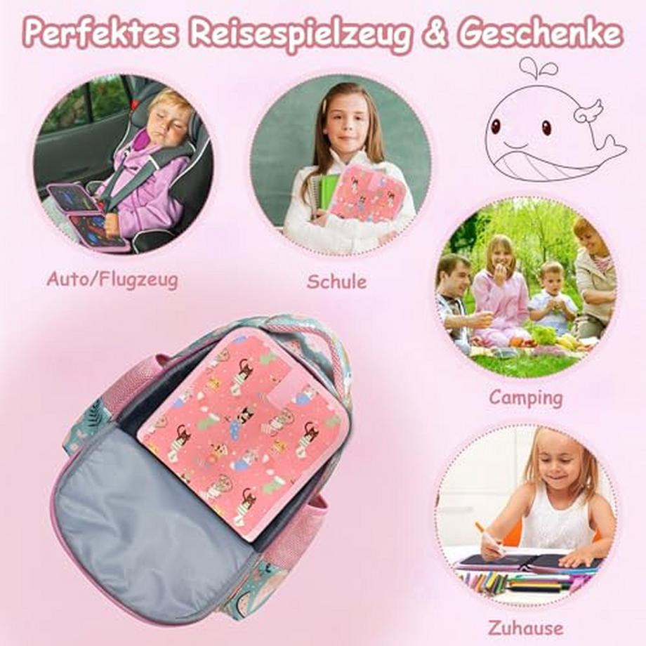 Activity-board  Malbuch für Kinder mit 12 Stiften, Graffiti-Zeichentafel, Graffiti-Buch, wiederverwendbar, tragbar, abwischbar 