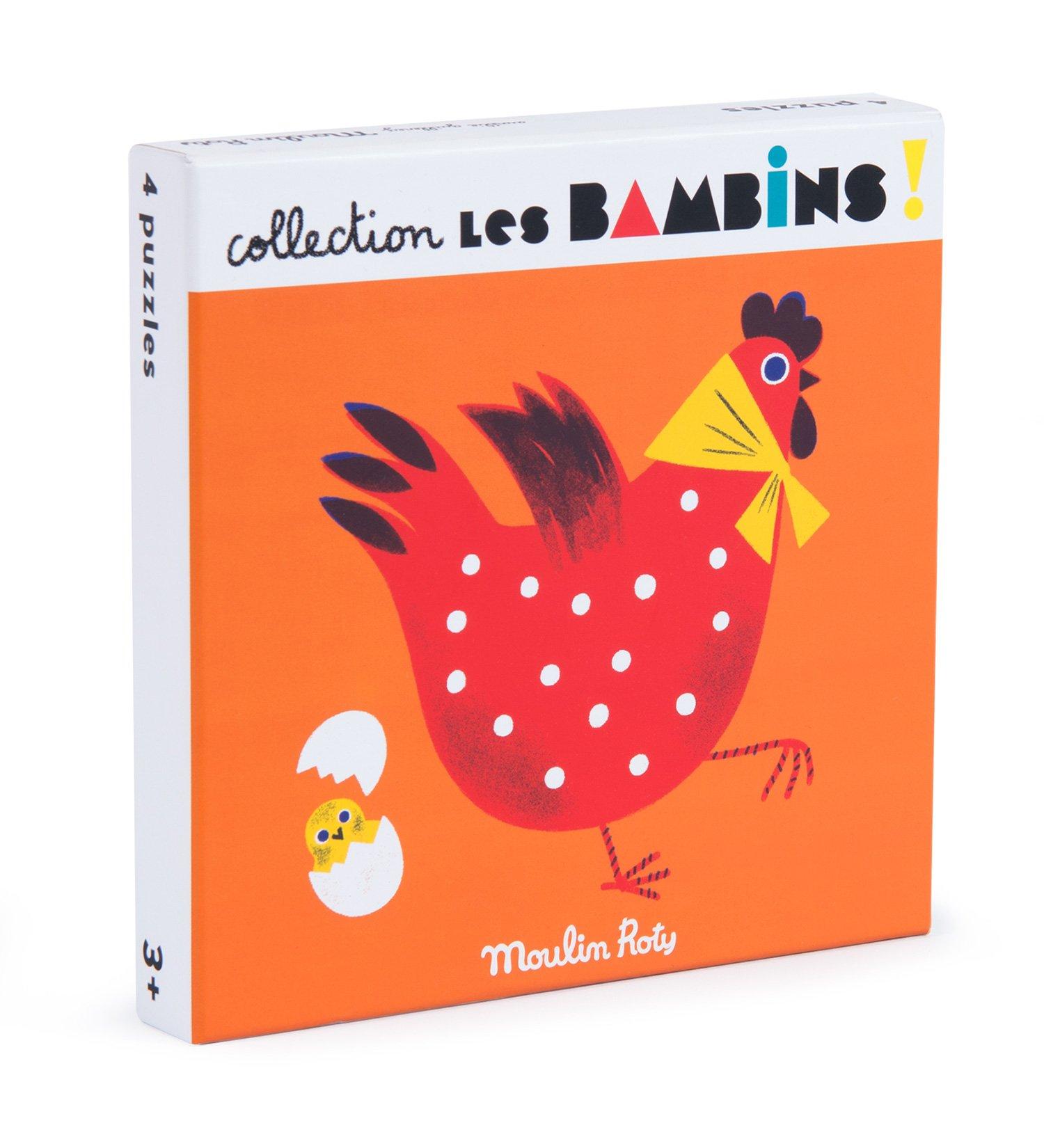 Moulin Roty  Les bambins, Puzzle Set Tiere 4x10 Teile 