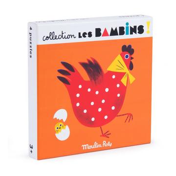Puzzle Set Tiere 4x10 Teile, Les bambins, Moulin Roty