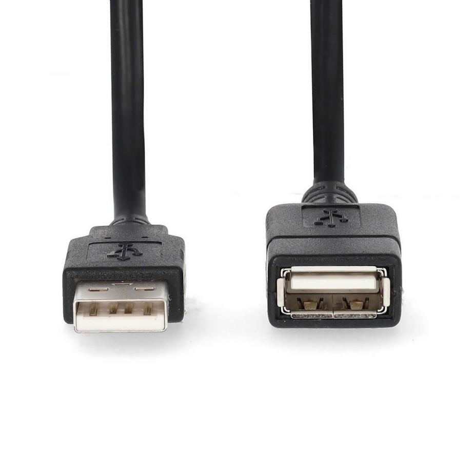 Nedis  Cavo USB | USB 2.0 | USB-un maschio | USB-A Female | 480 Mbps | Nichel -placcati | 3,00 m | Round | PVC | Nero | Etichetta 