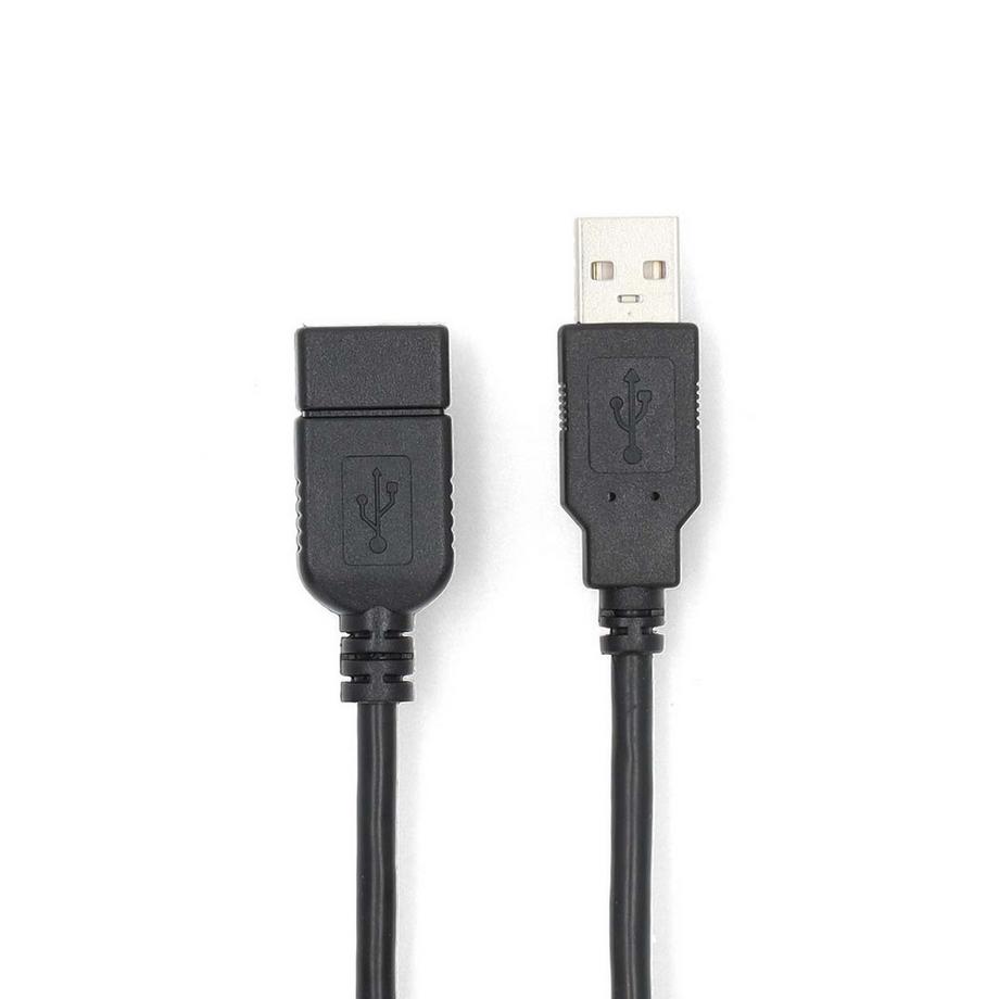 Nedis  Cavo USB | USB 2.0 | USB-un maschio | USB-A Female | 480 Mbps | Nichel -placcati | 3,00 m | Round | PVC | Nero | Etichetta 