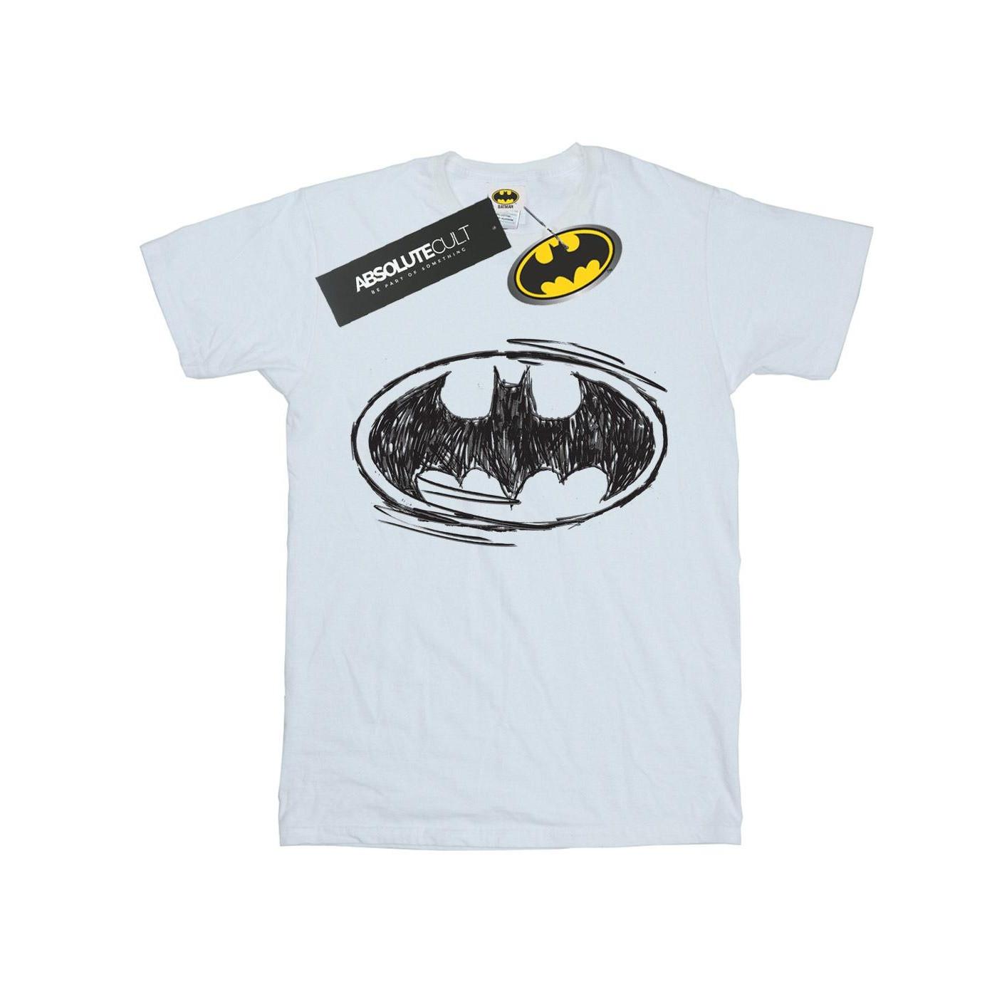 Image of Batman Sketch Logo Tshirt Mädchen Weiss 128