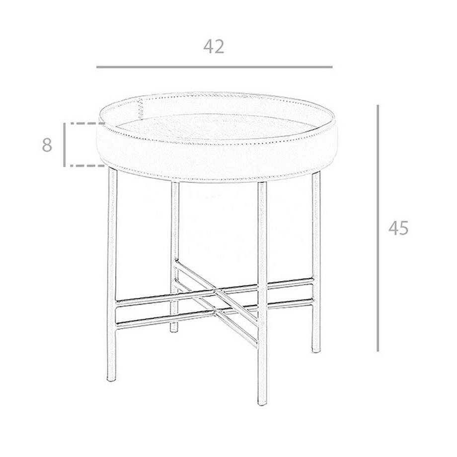 ANGEL CERDA Table d'angle ronde en simili cuir, noyer et acier noir  