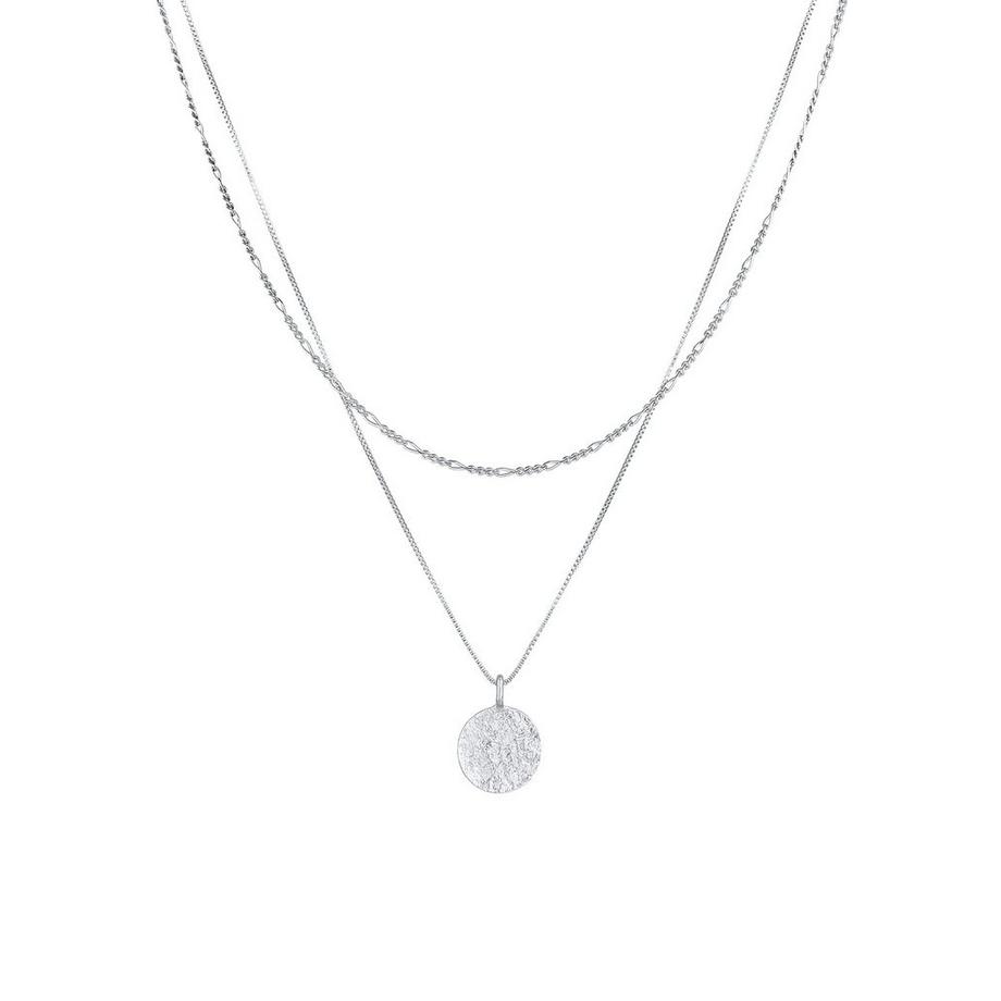 Kuzzoi  Collier Herren Layer Figaro Venezianer Plättchen 925 Silber 