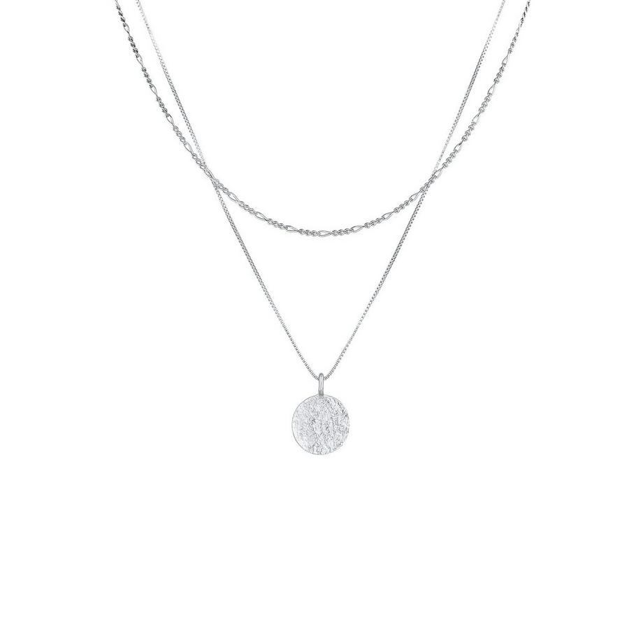 Kuzzoi  Collier Herren Layer Figaro Venezianer Plättchen 925 Silber 