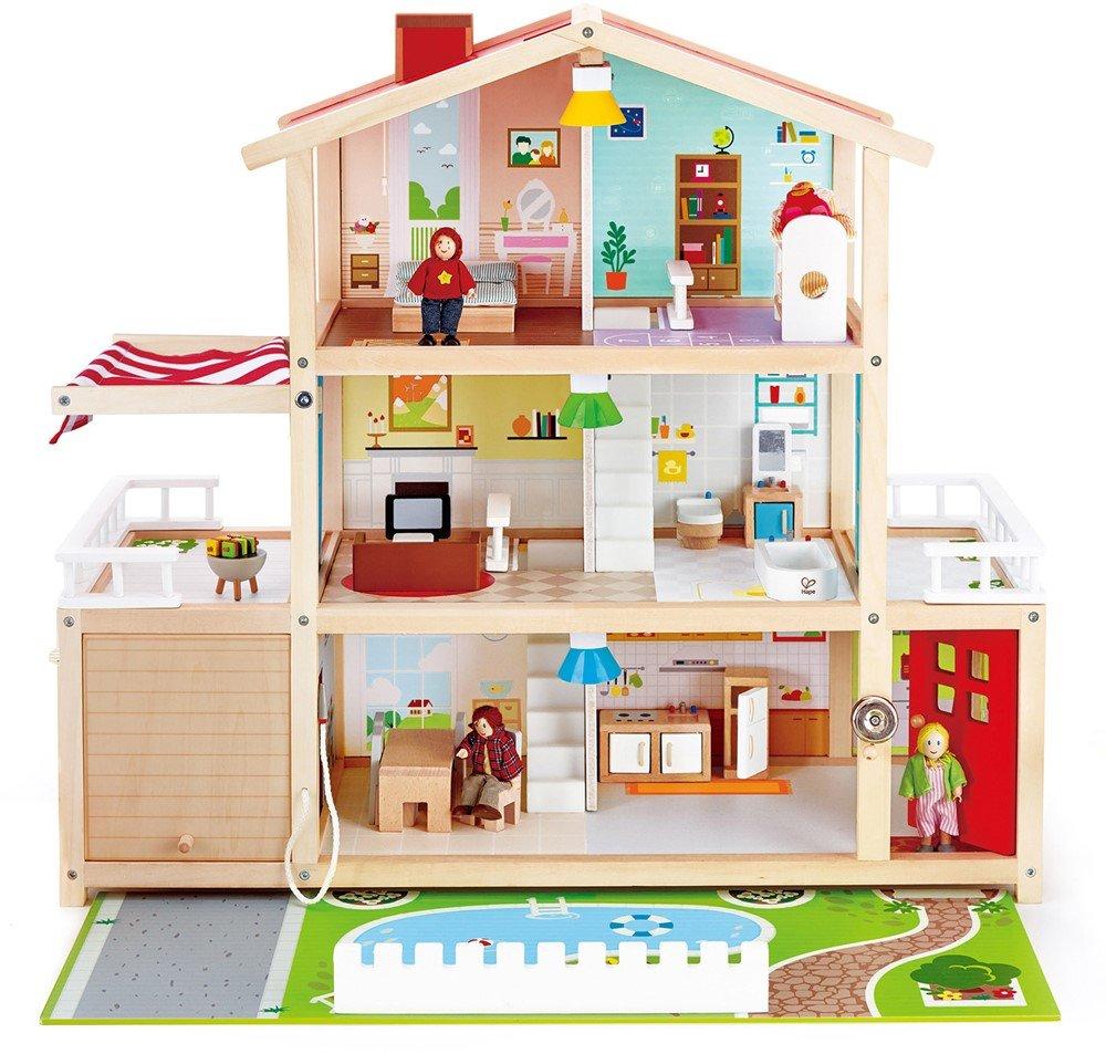 Image of Puppen-Villa von | Preisgekröntes Puppenhaus mit 10 Zimmern, Puppen-Villa aus Holz mit Zubehör ab drei Jahren Multicolor