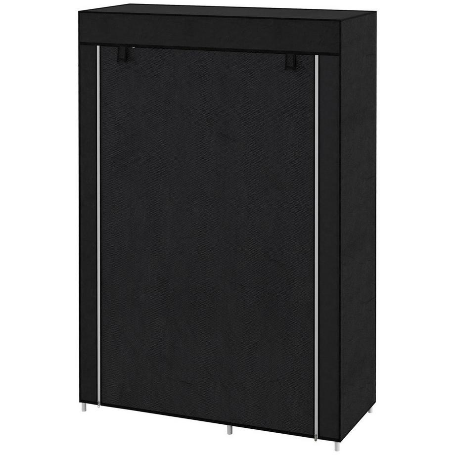 Armoire En Tissu 6 Compartiments Aspect Polaire Armoire Pliante Noir 103X43X162.5Cm