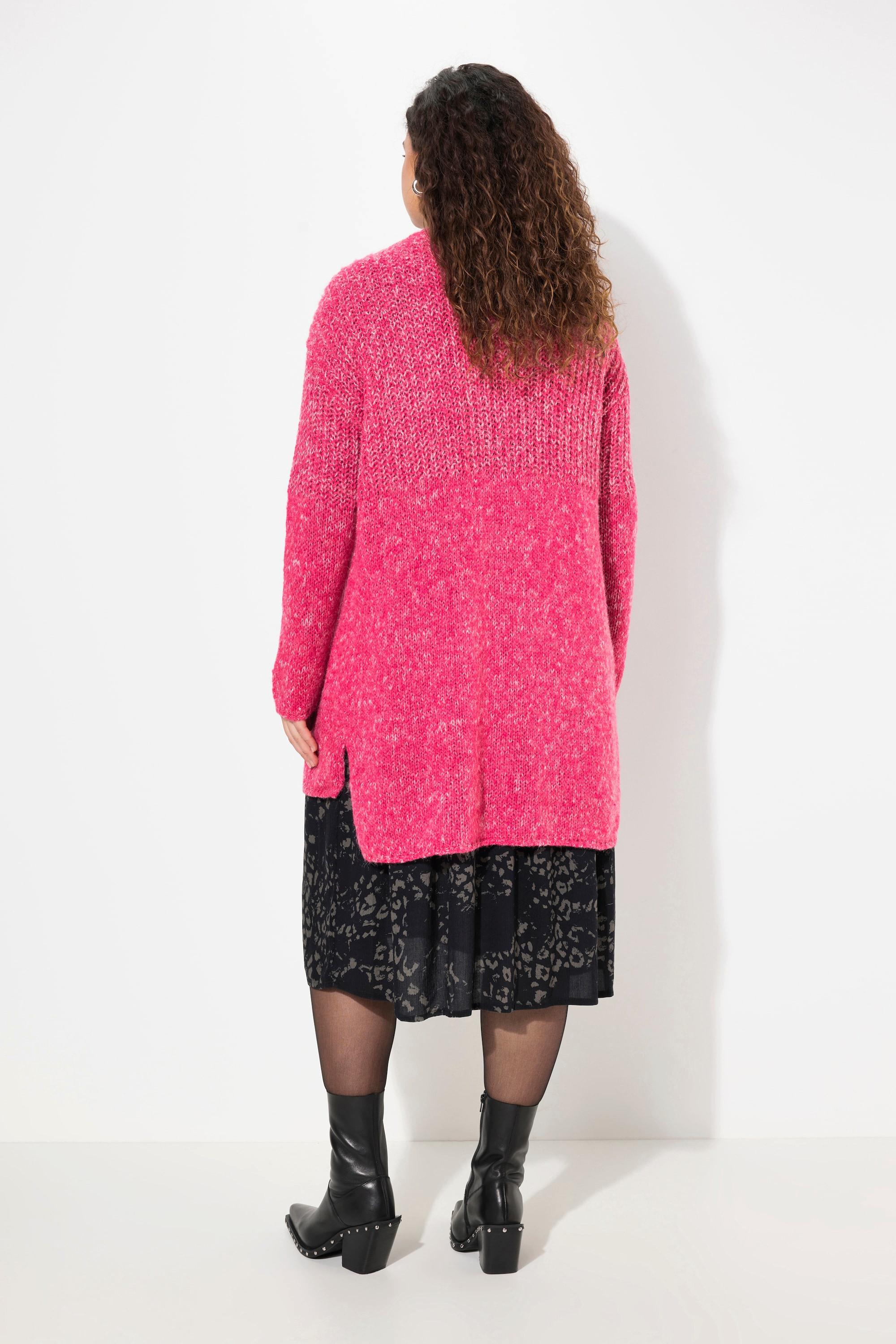 Ulla Popken  Strickjacke, Oversized, Melange-Strickmix, Langarm 