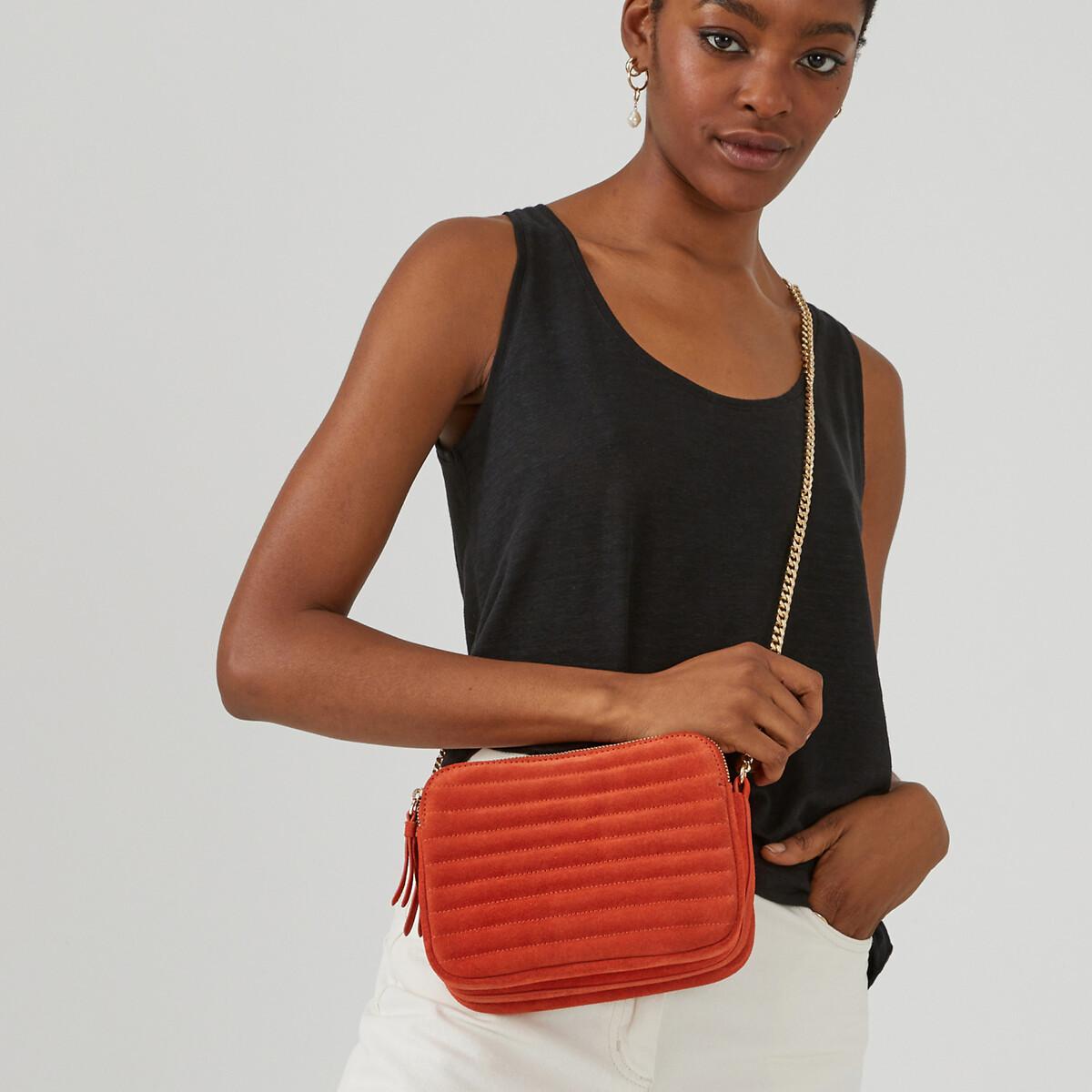 Image of Gesteppte Handtasche Aus Leder Damen Orange ONE SIZE