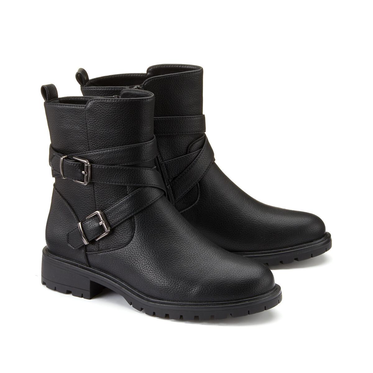 Image of Boots Im Bikerstil Damen Schwarz 39