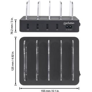 Manhattan  USB-Ladestation 34 W Steckdose Ausgangsstrom (max.) 2.4 A Anzahl Ausgänge: 4 x USB 3.2 Gen 1 Buchse A ( 