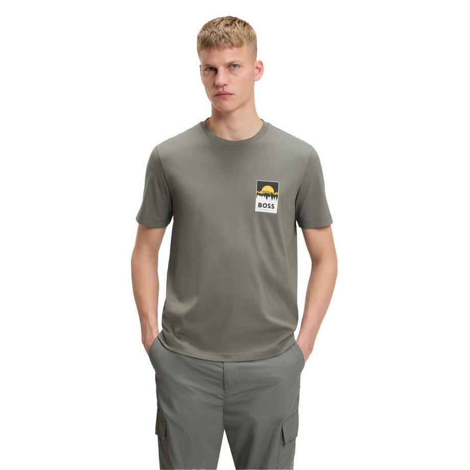 BOSS T-Shirt Jersey con Motivo Montagna e Sole  