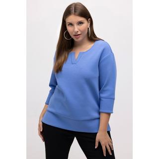 Ulla Popken  Sweat-shirt à col tunisien et manches 3/4 