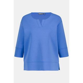 Ulla Popken  Sweat-shirt à col tunisien et manches 3/4 