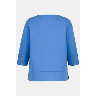 Ulla Popken  Sweat-shirt à col tunisien et manches 3/4 