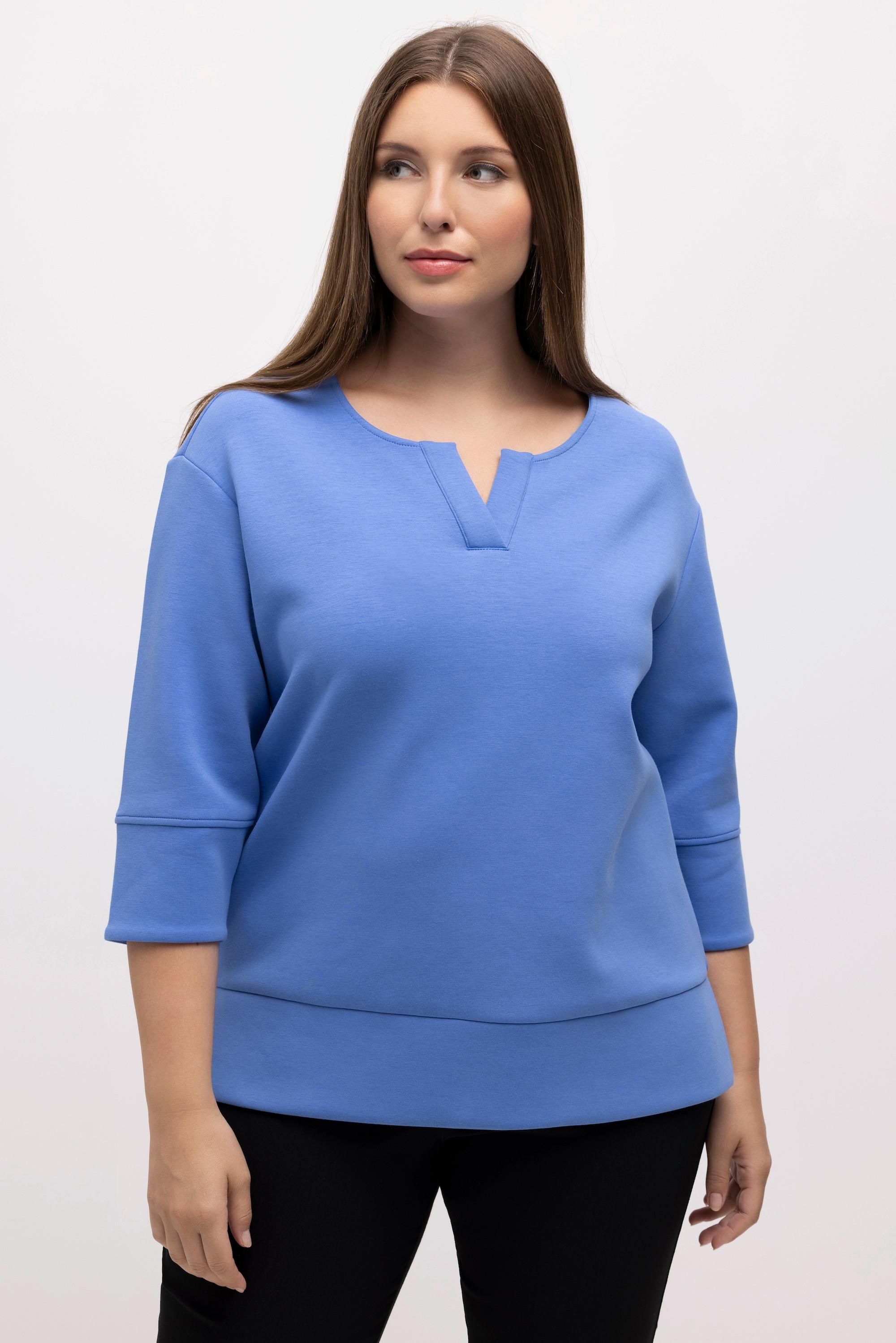 Ulla Popken  Sweat-shirt à col tunisien et manches 3/4 