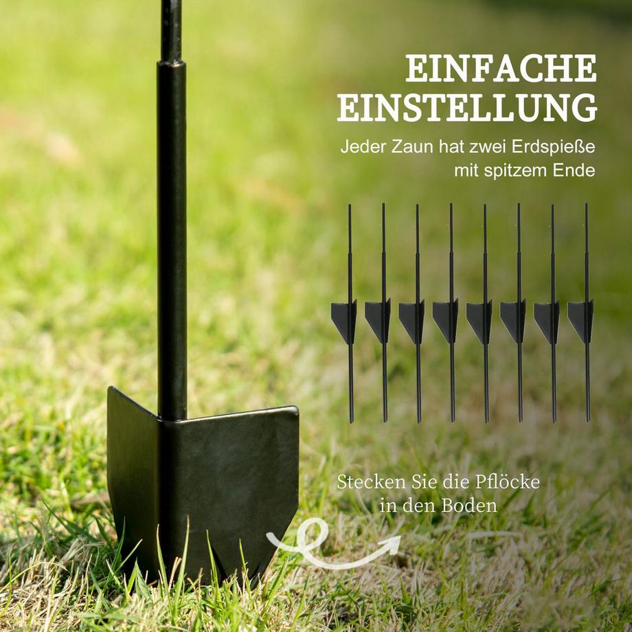 Northio  4Er Set Gartenzaun 3,52 X 1,1 M Dekorative Gitterzaun Maschendraht Drahtgitter Drahtzaun Für Garten, Balkon, Metall, Schwarz 