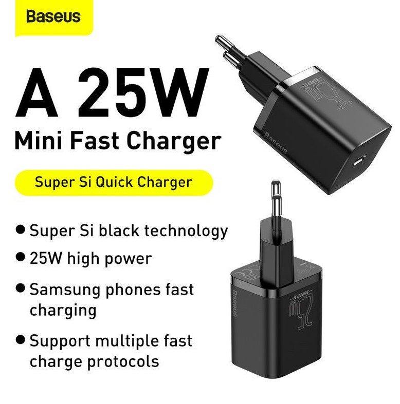 Baseus  TZCCSUP-L01 chargeur d'appareils mobiles Smartphone Noir Secteur, USB Charge rapide Intérieure 