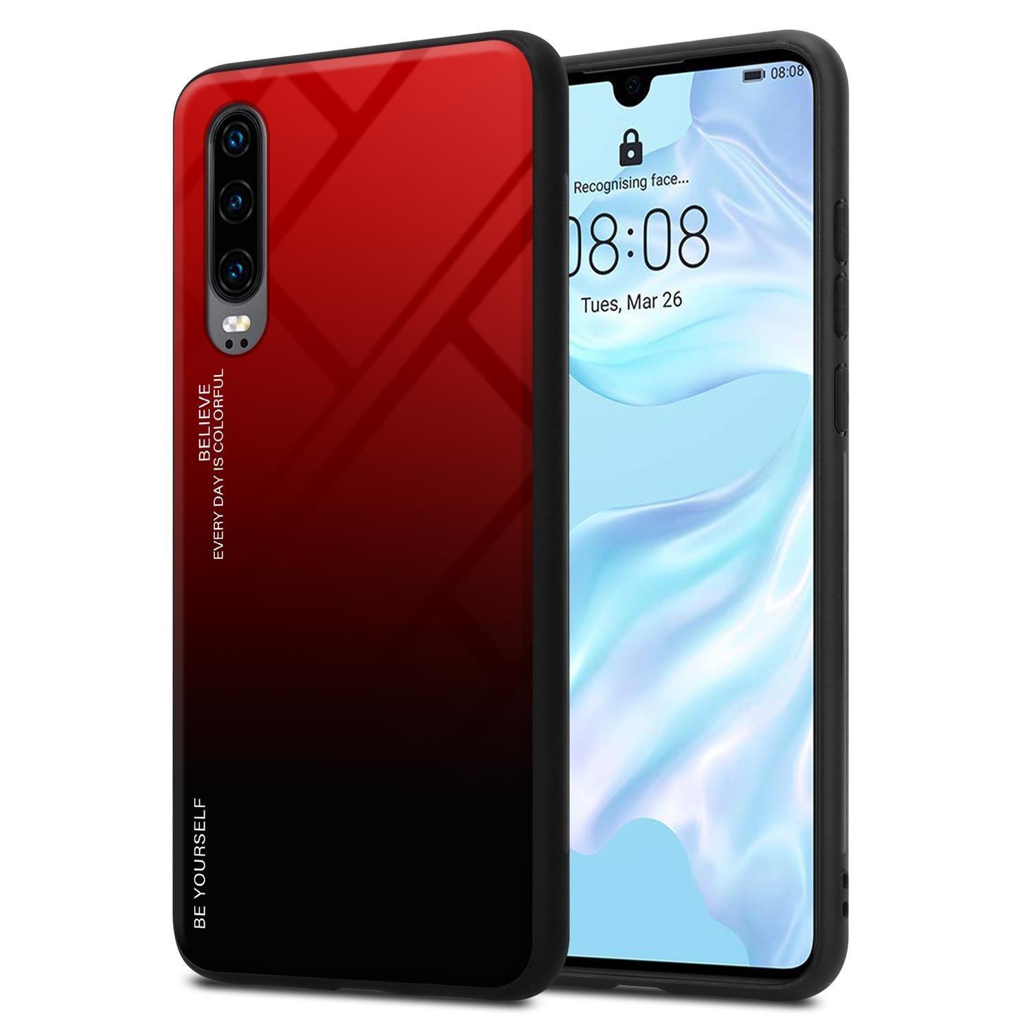 Cadorabo  Housse compatible avec Huawei P30 - Coque de protection bicolore en silicone TPU et dos en verre trempé 