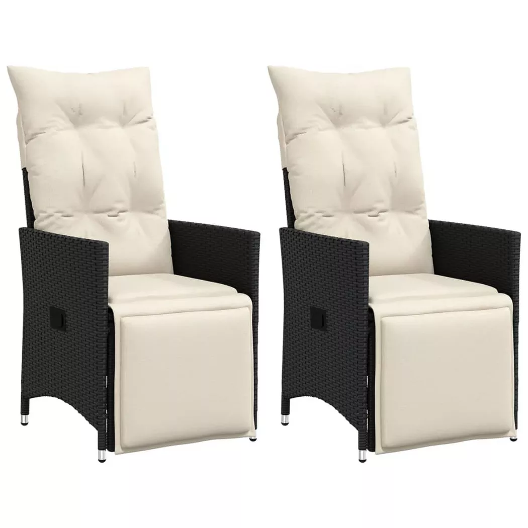 VidaXL - sedia reclinabile da giardino Polirattan, One Size, Nero