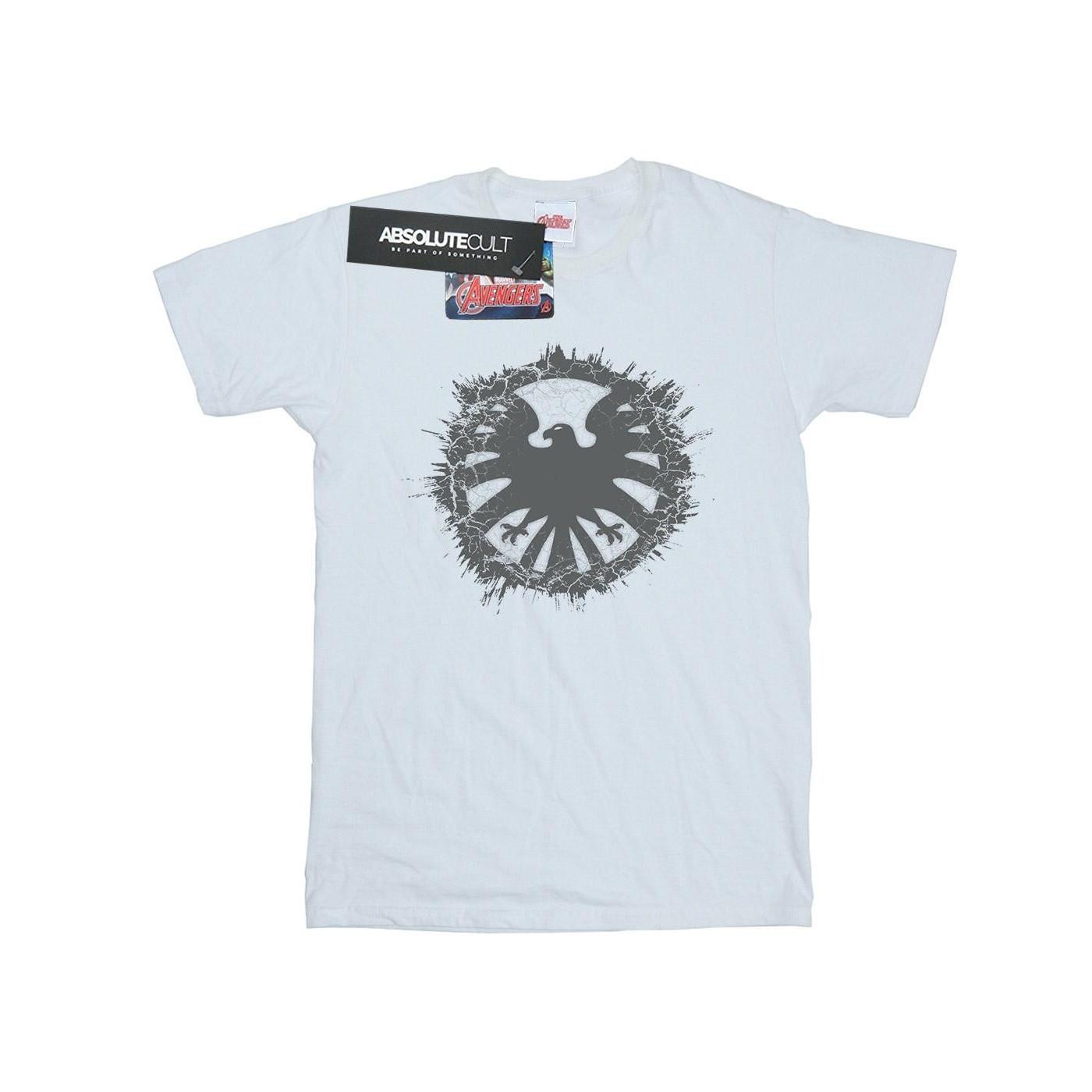 Image of Agents Of Shield Brushed Logo Tshirt Damen Weiss S