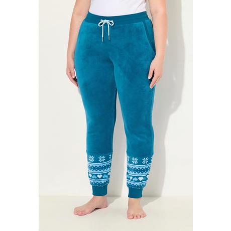 Ulla Popken  Pantaloni da casa in peluche con stile norvegese, cintura elastica e materiale riciclato 