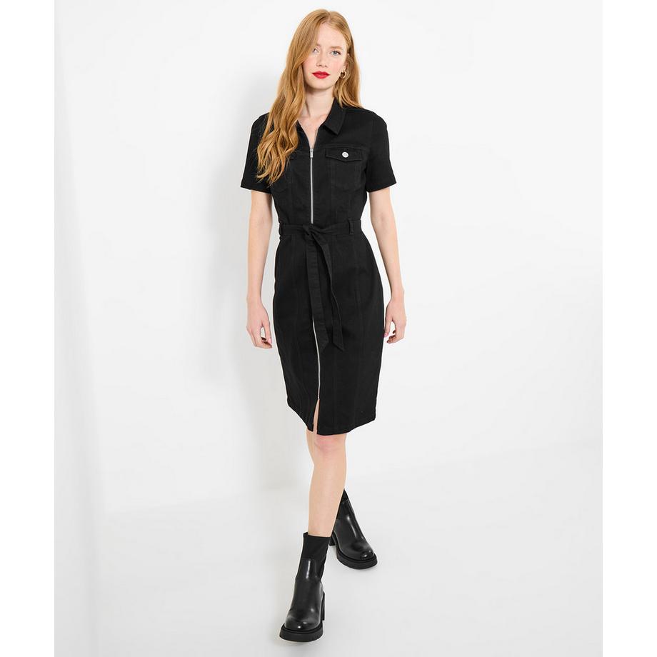 Joe Browns Vintage Jeanskleid Frontreissverschluss Stretchmaterial  