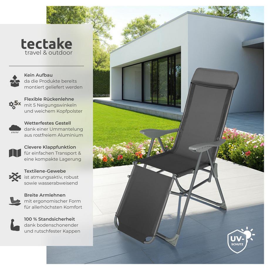 Tectake 2er Set Gartenstuhl Jana klappbar Textilene-Gewebe mit Aluminiumgestell  