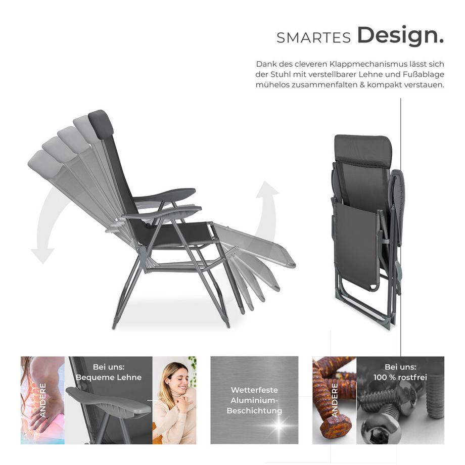 Tectake 2er Set Gartenstuhl Jana klappbar Textilene-Gewebe mit Aluminiumgestell  