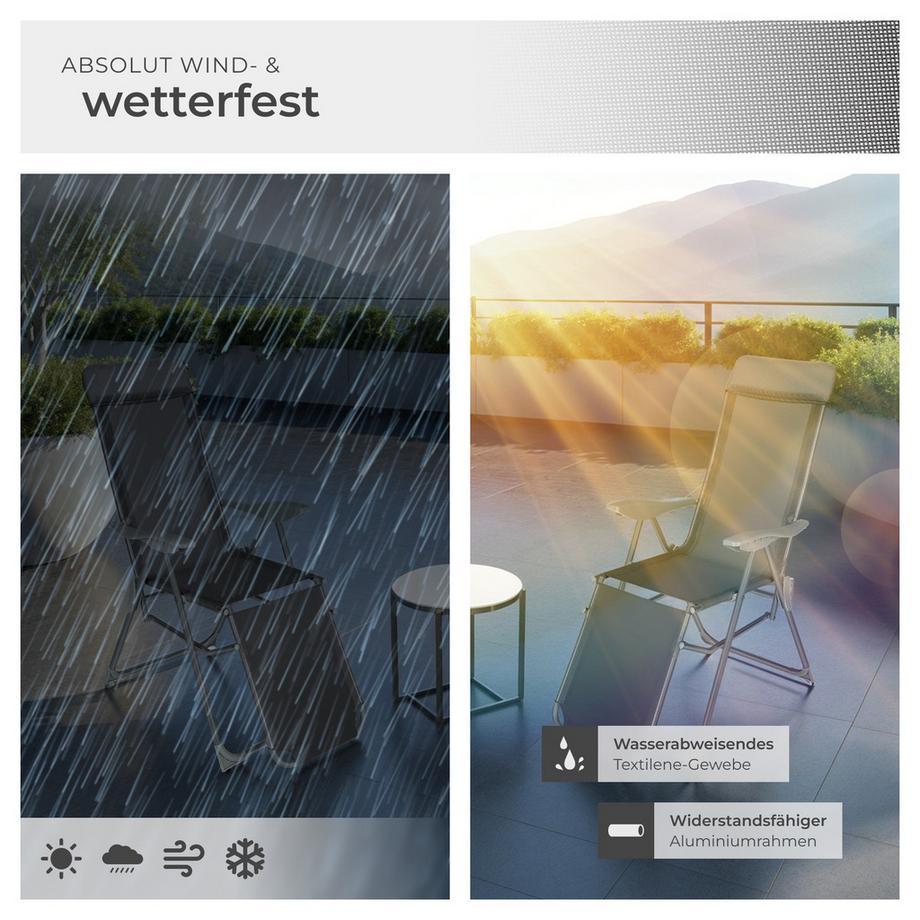 Tectake 2er Set Aluminium Gartenstuhl Jana klappbar wetterfest und UV-beständig  