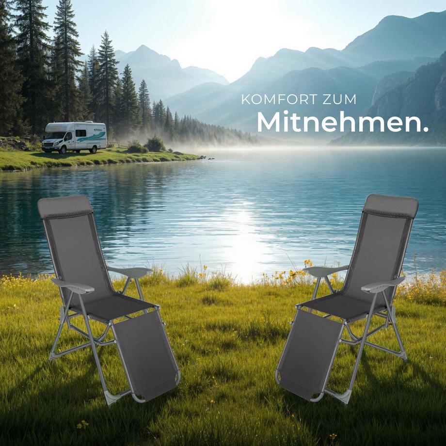 Tectake 2er Set Aluminium Gartenstuhl Jana klappbar wetterfest und UV-beständig  