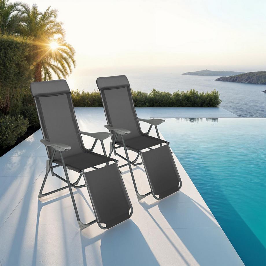 Tectake 2er Set Gartenstuhl Jana klappbar Textilene-Gewebe mit Aluminiumgestell  