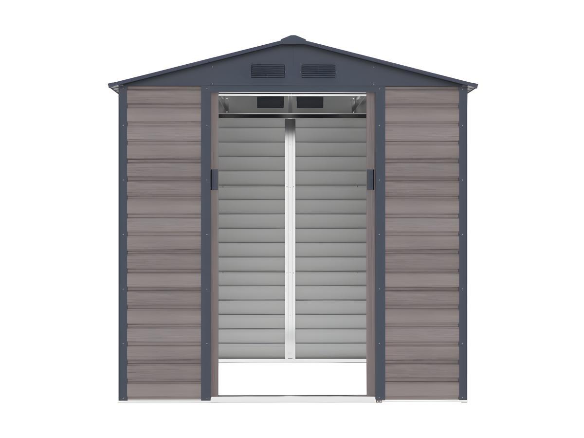 Vente-unique Casetta da giardino 4,15 m² in Acciaio galvanizzato effetto legno Grigio - ADELMO  