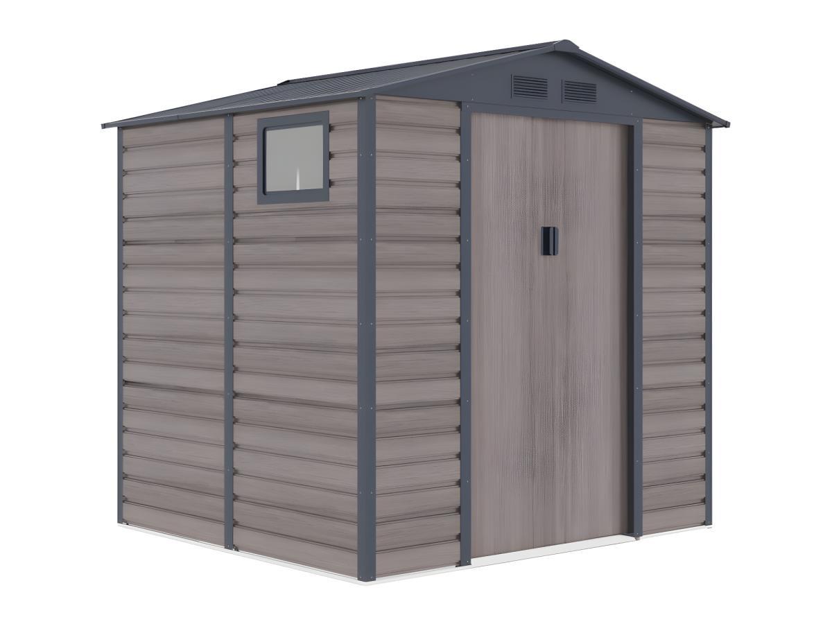 Vente-unique Casetta da giardino 4,15 m² in Acciaio galvanizzato effetto legno Grigio - ADELMO  